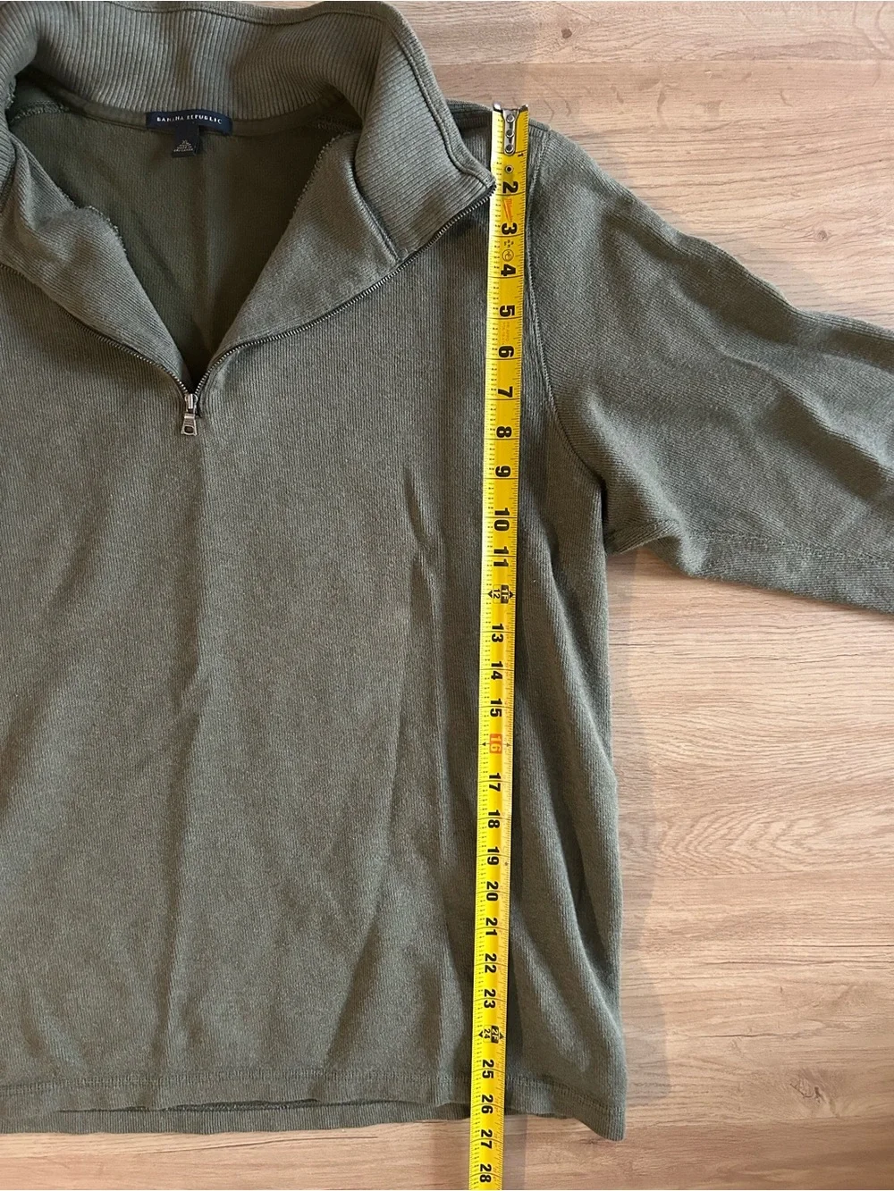 Vintage Banana Republic Mens XL Olive Green Quarter Zip 100% Cotton Sweater
